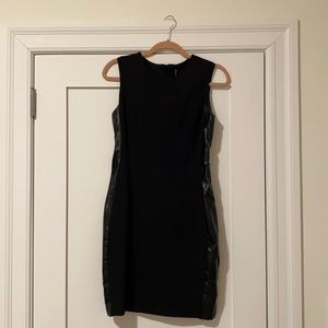 Sleeveless Black Dress Faux Leather Side Panels